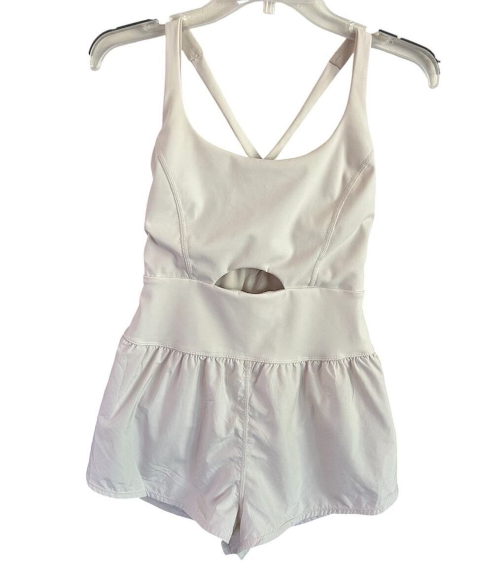Free People FP Movement Righteous Runsie Romper Bone Ivory XS Athletic